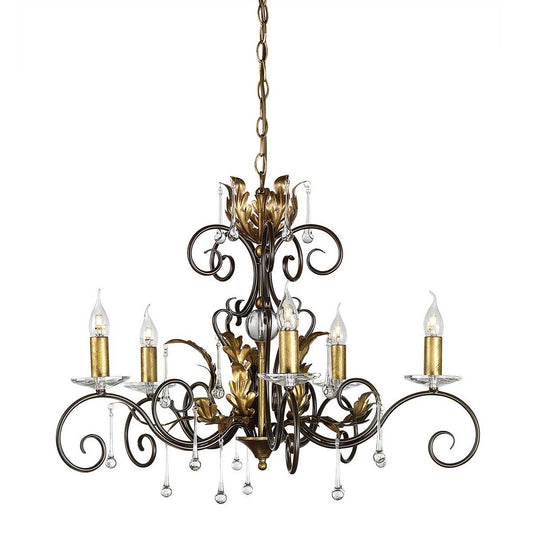 Amarilli Light Chandelier in Bronze with Gold Patina