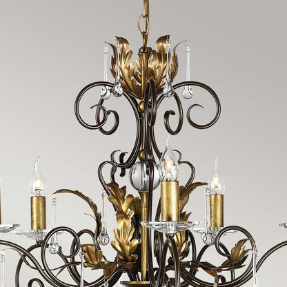 Amarilli Light Chandelier in Bronze with Gold Patina