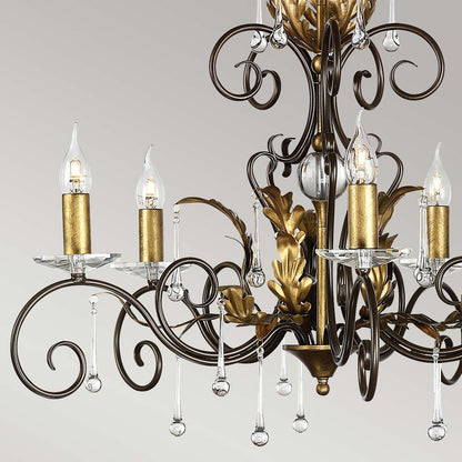 Amarilli Light Chandelier in Bronze with Gold Patina
