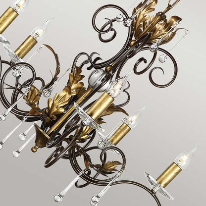 Amarilli Light Chandelier in Bronze with Gold Patina