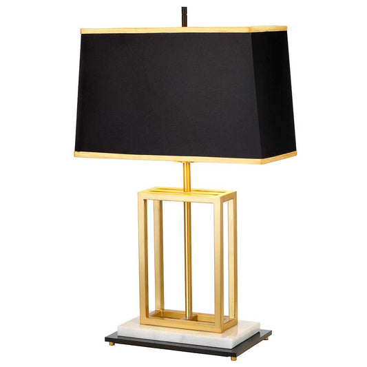 Atlas Light Table Lamp with Black Shade in Brushed Brass