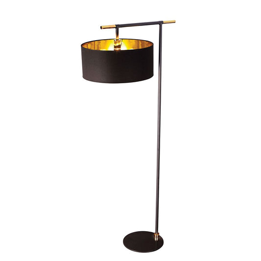 Balance in Light Floor Lamp in Black Polished Brass with Black Shade