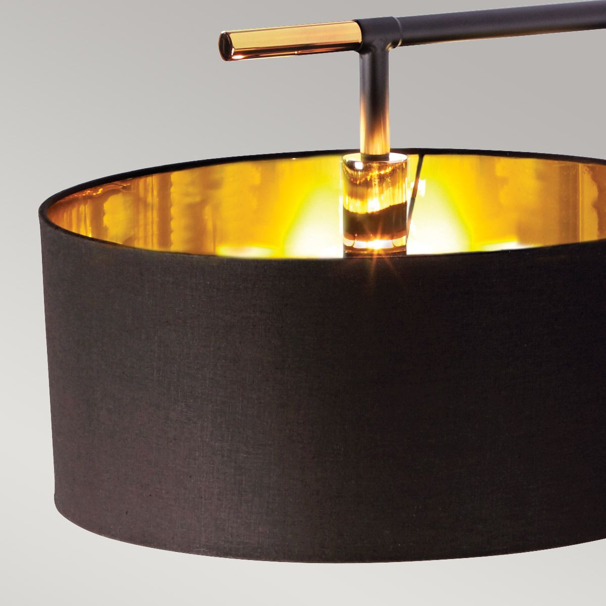Balance in Light Floor Lamp in Black Polished Brass with Black Shade