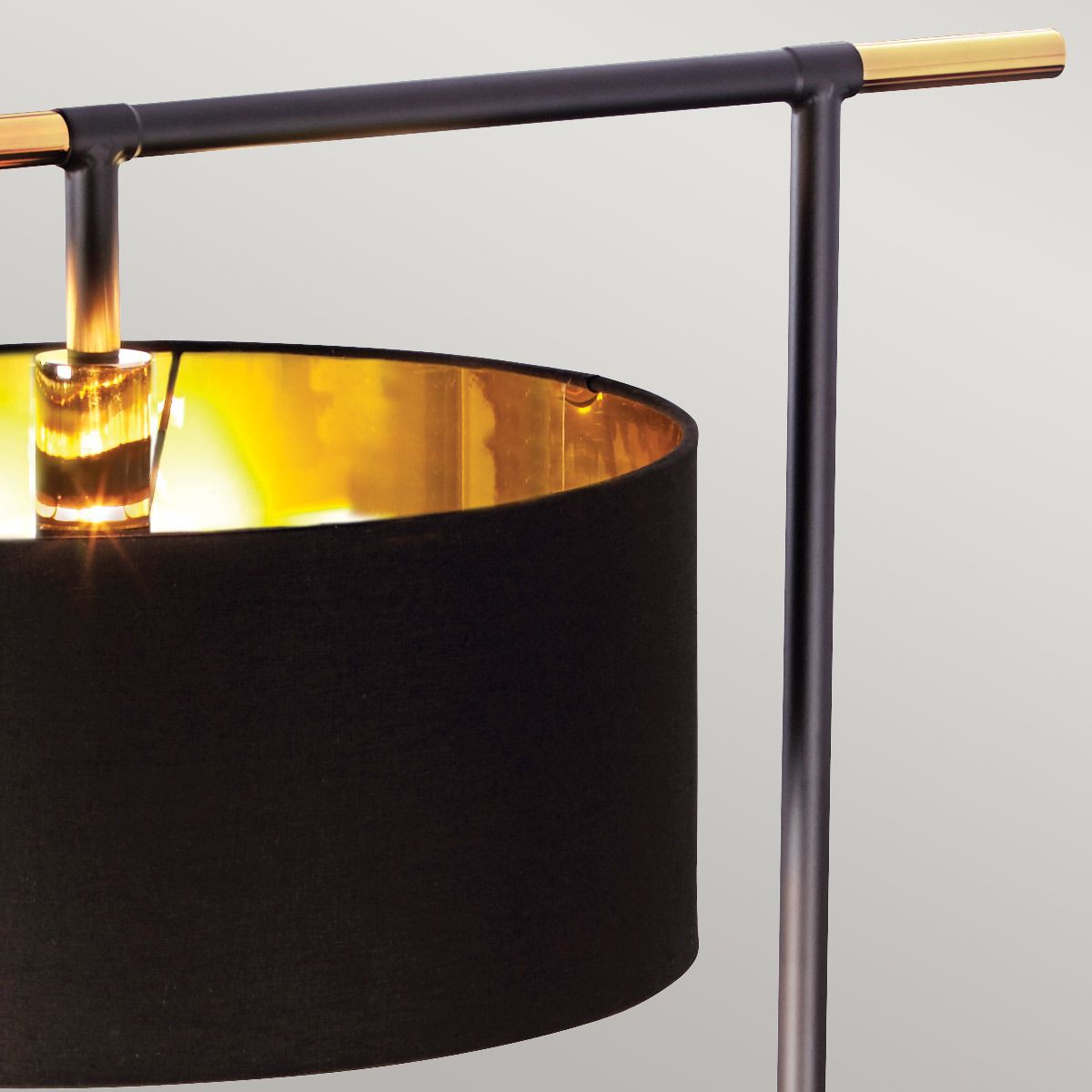 Balance in Light Floor Lamp in Black Polished Brass with Black Shade