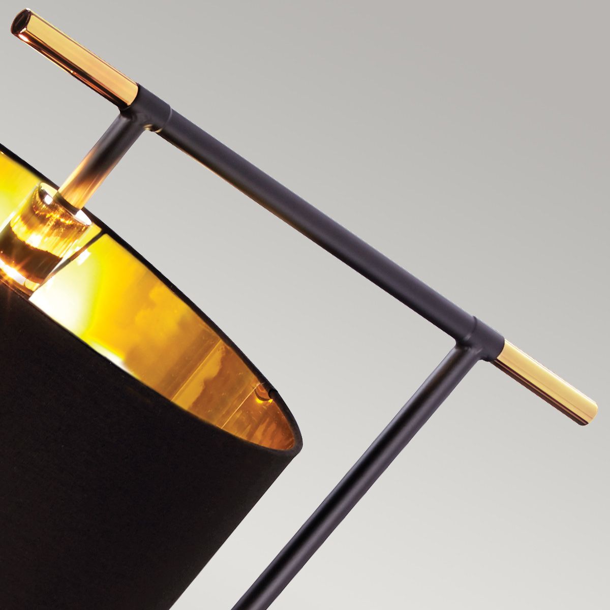 Balance in Light Floor Lamp in Black Polished Brass with Black Shade