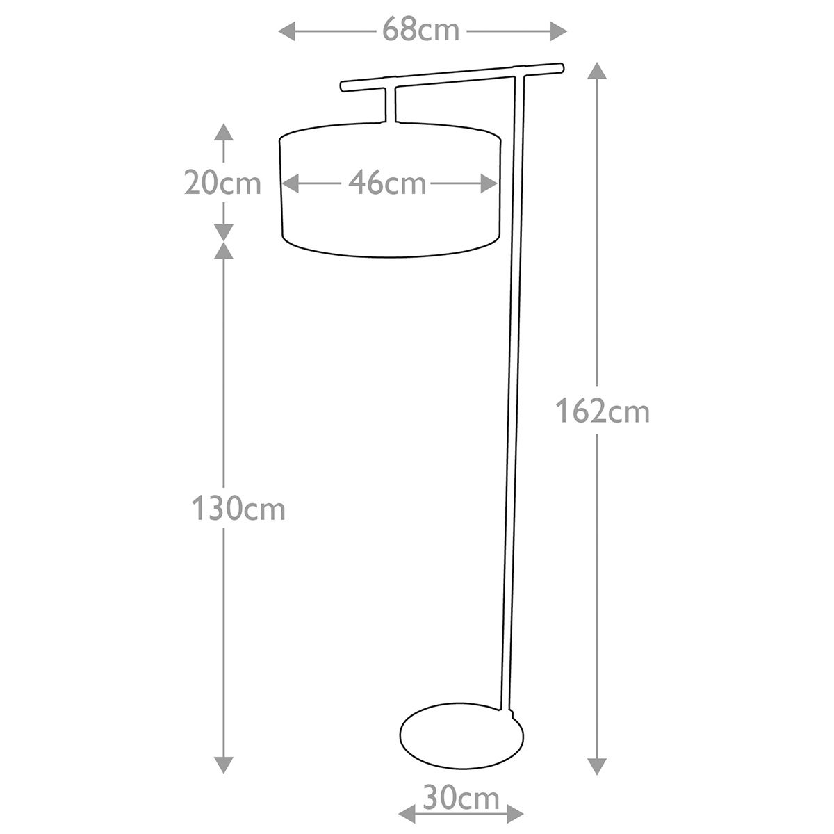 Balance in Light Floor Lamp in Black Polished Brass with Black Shade