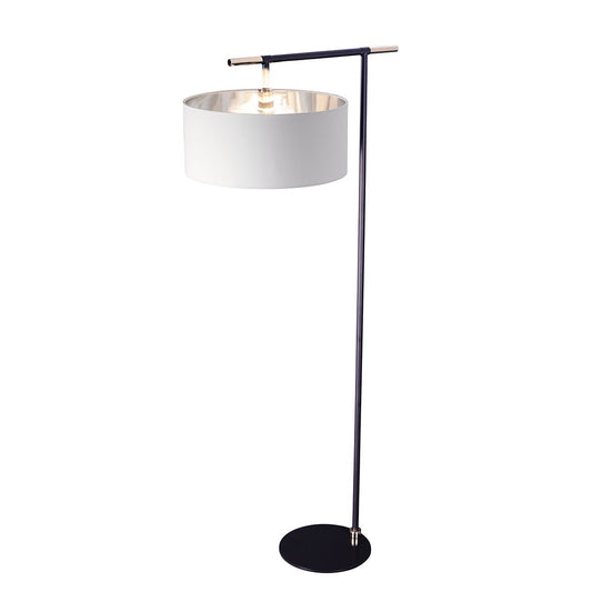 Balance in Light Floor Lamp in Black Polished Nickel with White Shade