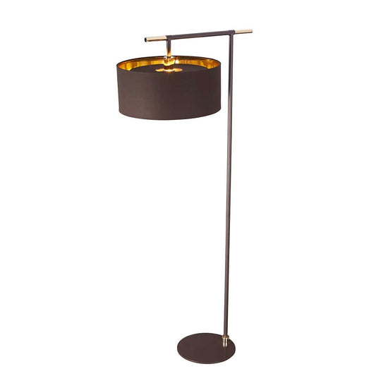 Balance Light Floor Lamp in Brown/Polished Brass with Brown Shade