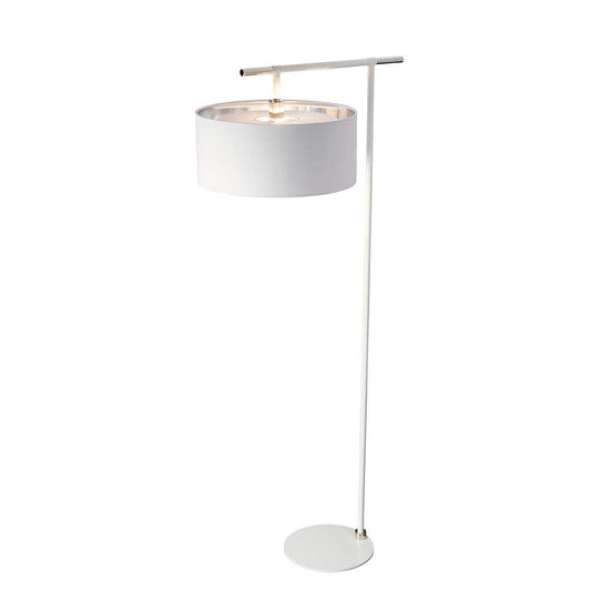 Balance Light Floor Lamp in White/Polished Nickel with White Shade