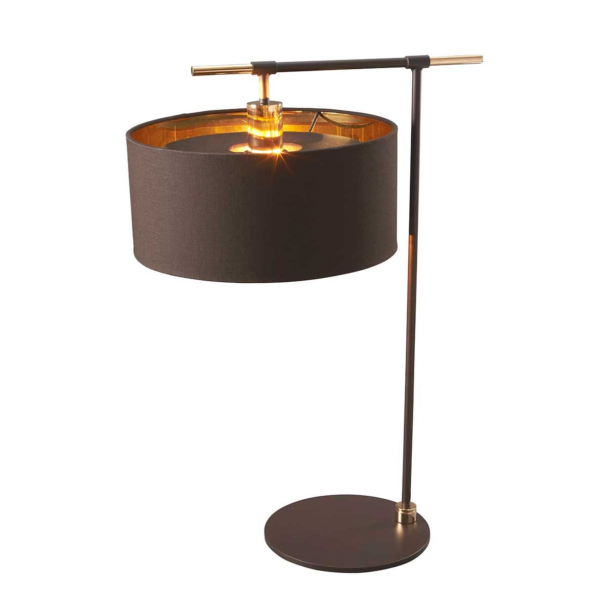 Balance Light Table Lamp in Brown/Polished Brass with Brown Shade