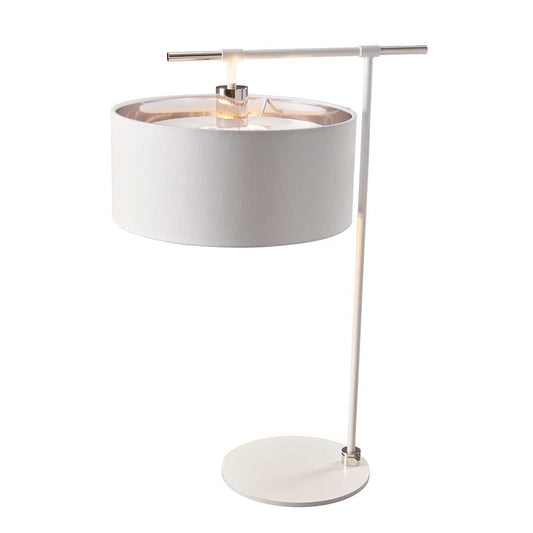Balance Light Table Lamp in White Polished Nickel with White Shade