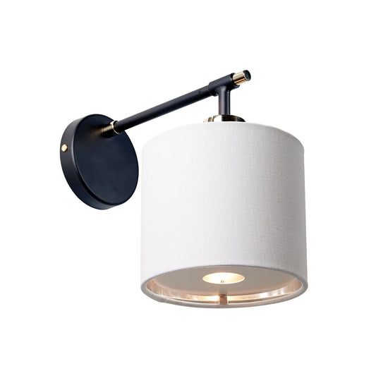 Balance in Light Wall Light in Black Polished Nickel with White Shade