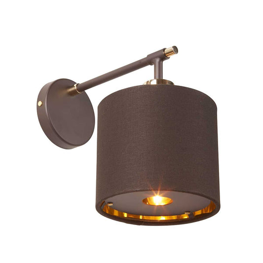 Balance Light Wall Light in Brown Polished Brass with Brown Shade
