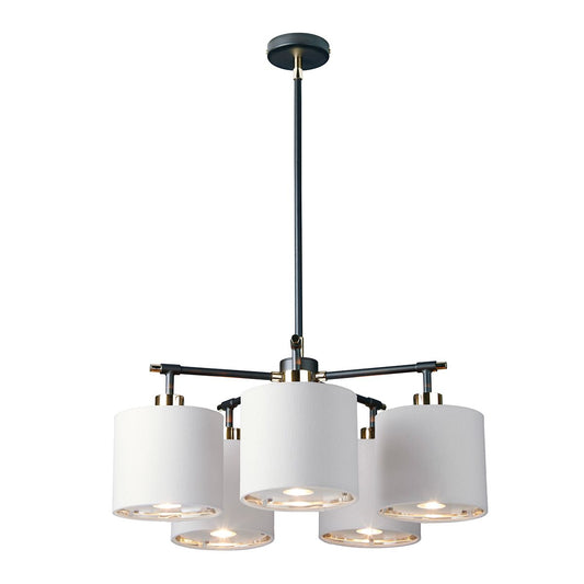 Balance Light Chandelier in Black Polished Nickel with White Shade