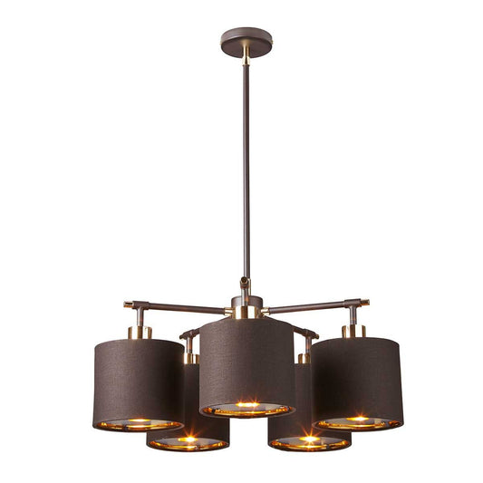Balance Light Chandelier in Brown/Polished Brass with Brown Shade