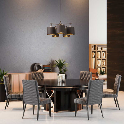 Balance Light Chandelier in Brown/Polished Brass with Brown Shade