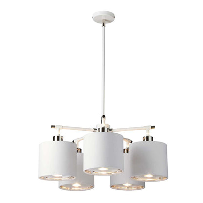 Balance Light Chandelier in White Polished Nickel with White Shade