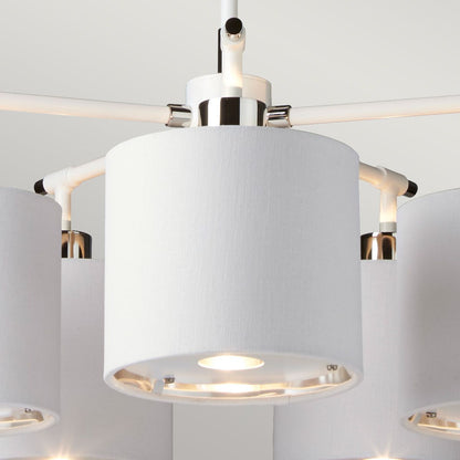 Balance Light Chandelier in White Polished Nickel with White Shade