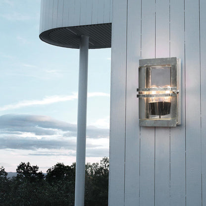 Basel Light Wall Lantern in Galvanised With Clear Glass