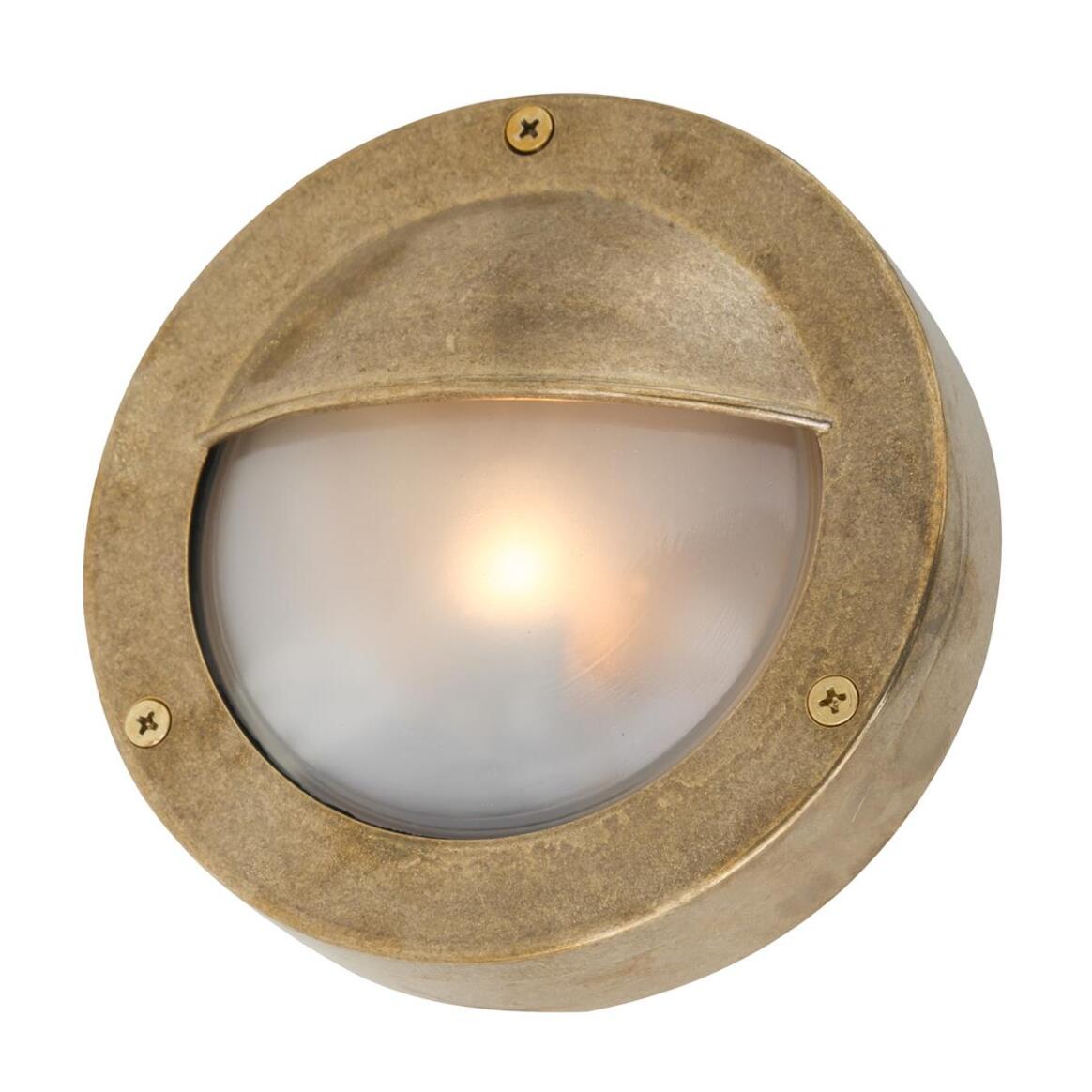Begawan Round Brass Outdoor Wall Light 14cm