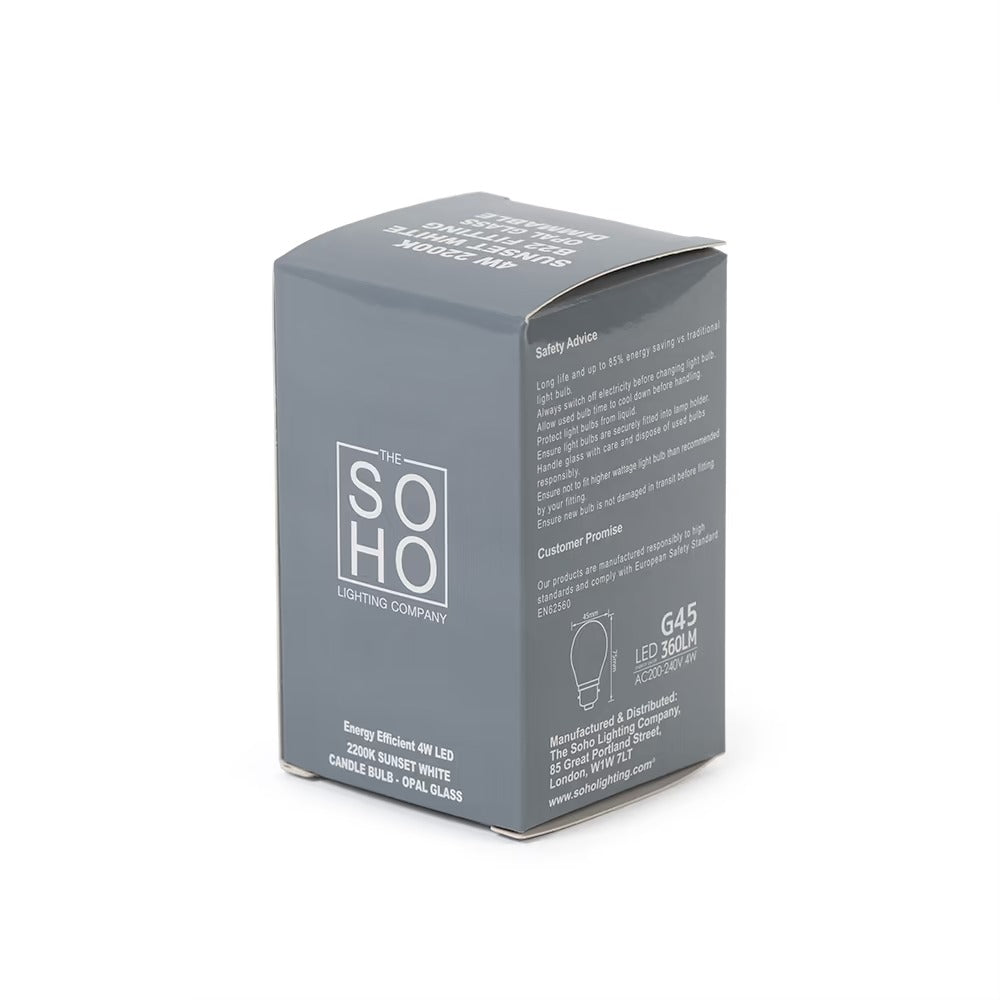 Soho Lighting 4w B22 Golf Ball Opal LED Bulb 2200K Dimmable