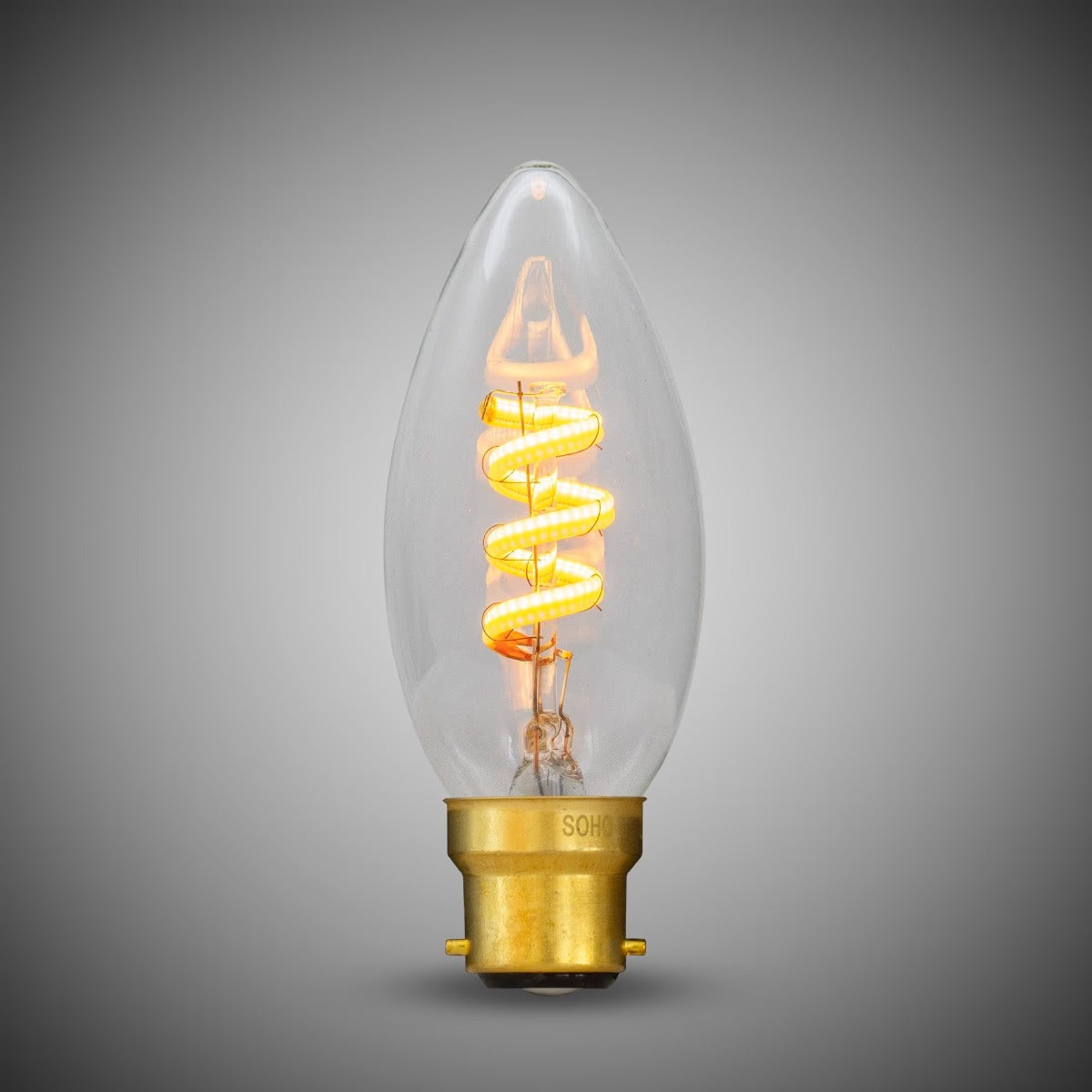 Soho Lighting 3W CANDLE C35 Dim to warm B22 Clear LED Bulb