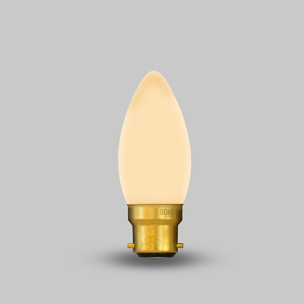 Soho Lighting 4W 2800K Warm White B22 Matt White Candle Dimmable LED Bulb