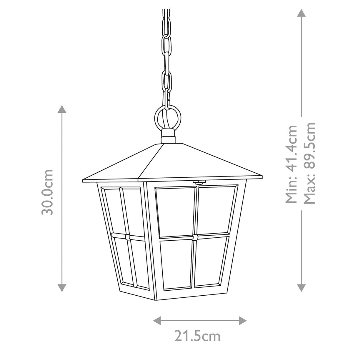 Canterbury In Light Chain Lantern In Black