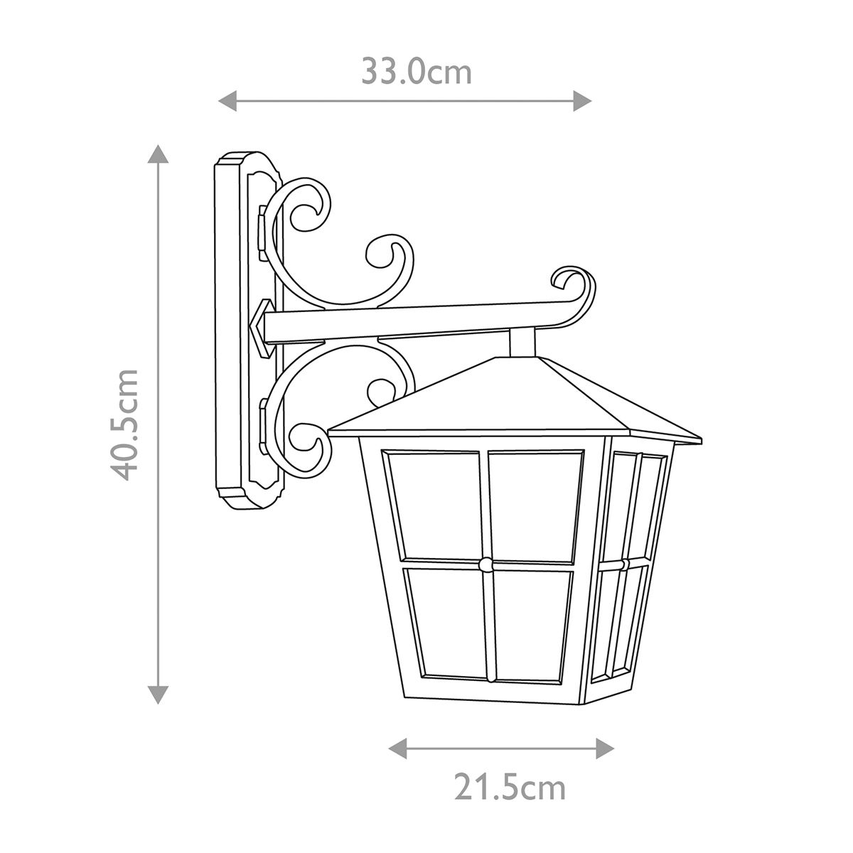 Canterbury Light Wall Down Lantern in Black