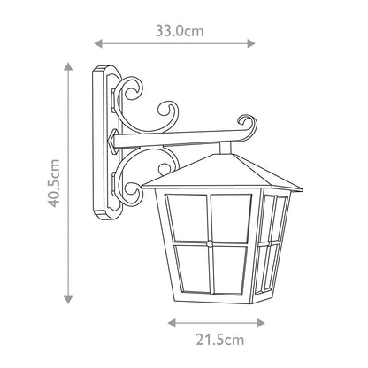 Canterbury Light Wall Down Lantern in Black