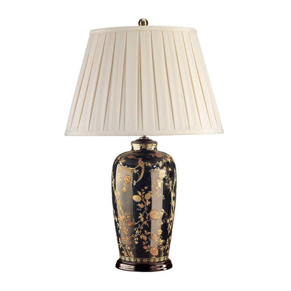 Black Birds Light Table Lamp in Black and Gold with Cream Shade