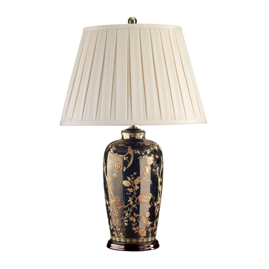Black Birds Light Table Lamp in Black and Gold with Cream Shade