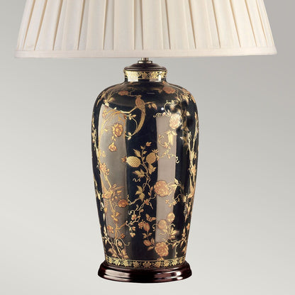 Black Birds Light Table Lamp in Black and Gold with Cream Shade