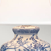 Blue Ginger Jar Table Lamp in Blue and White with White Shade