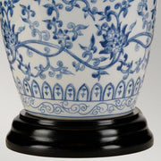 Blue Ginger Jar Table Lamp in Blue and White with White Shade