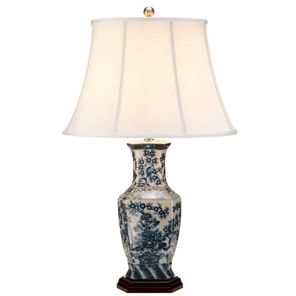 Blue Hex Light Table Lamp in Blue and White with White Shade