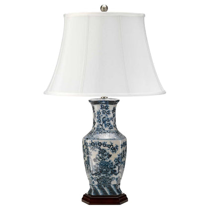 Blue Hex Light Table Lamp in Blue and White with White Shade
