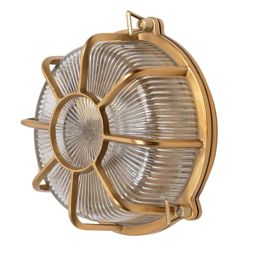 Soho Lighting Carlisle Web Prismatic Glass IP65 Outdoor & Bathroom Lacquered Solid Brass Bulkhead Wall Light