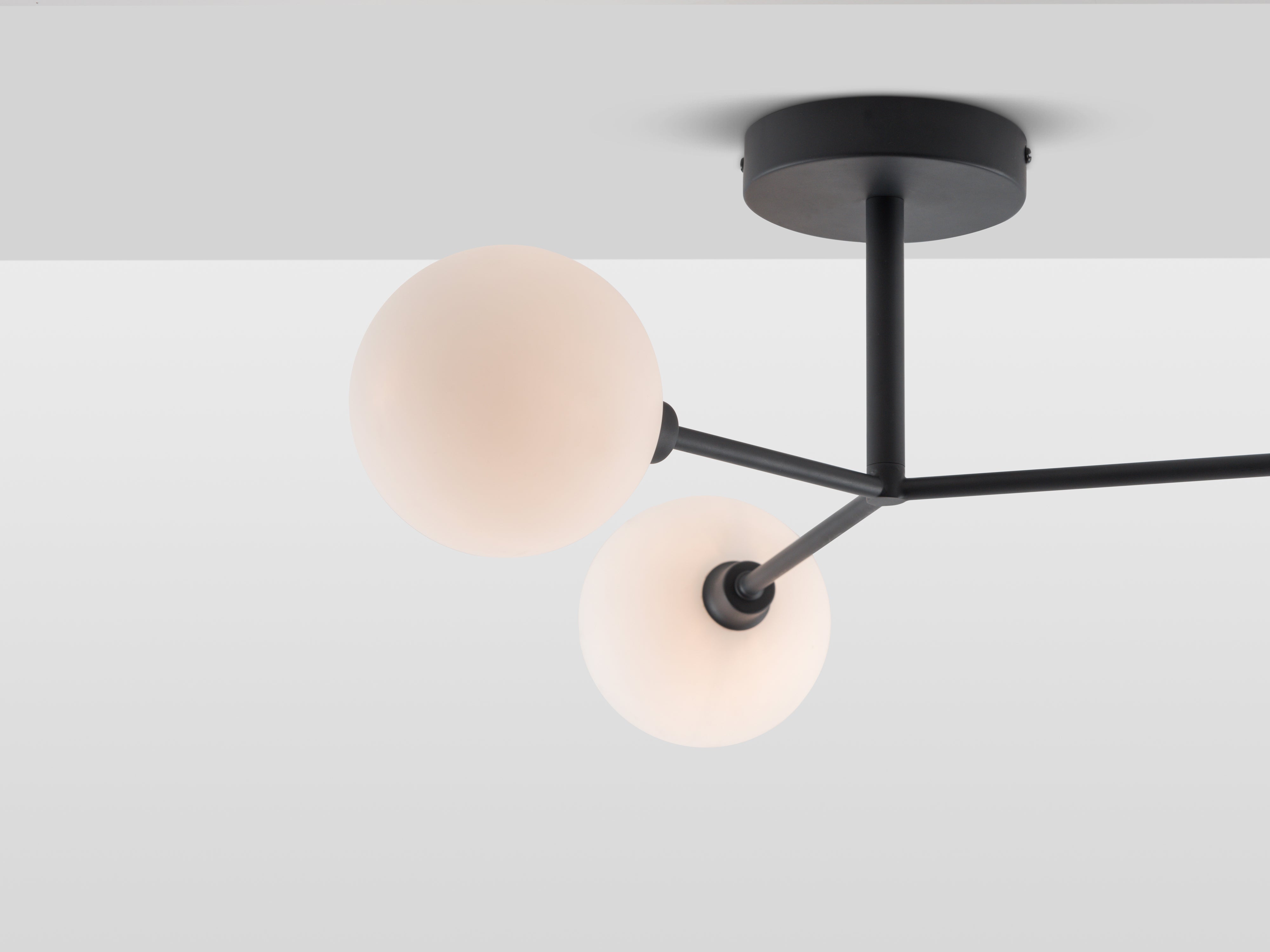 3 Light Flush Ceiling Light charcoal grey, close up of shade