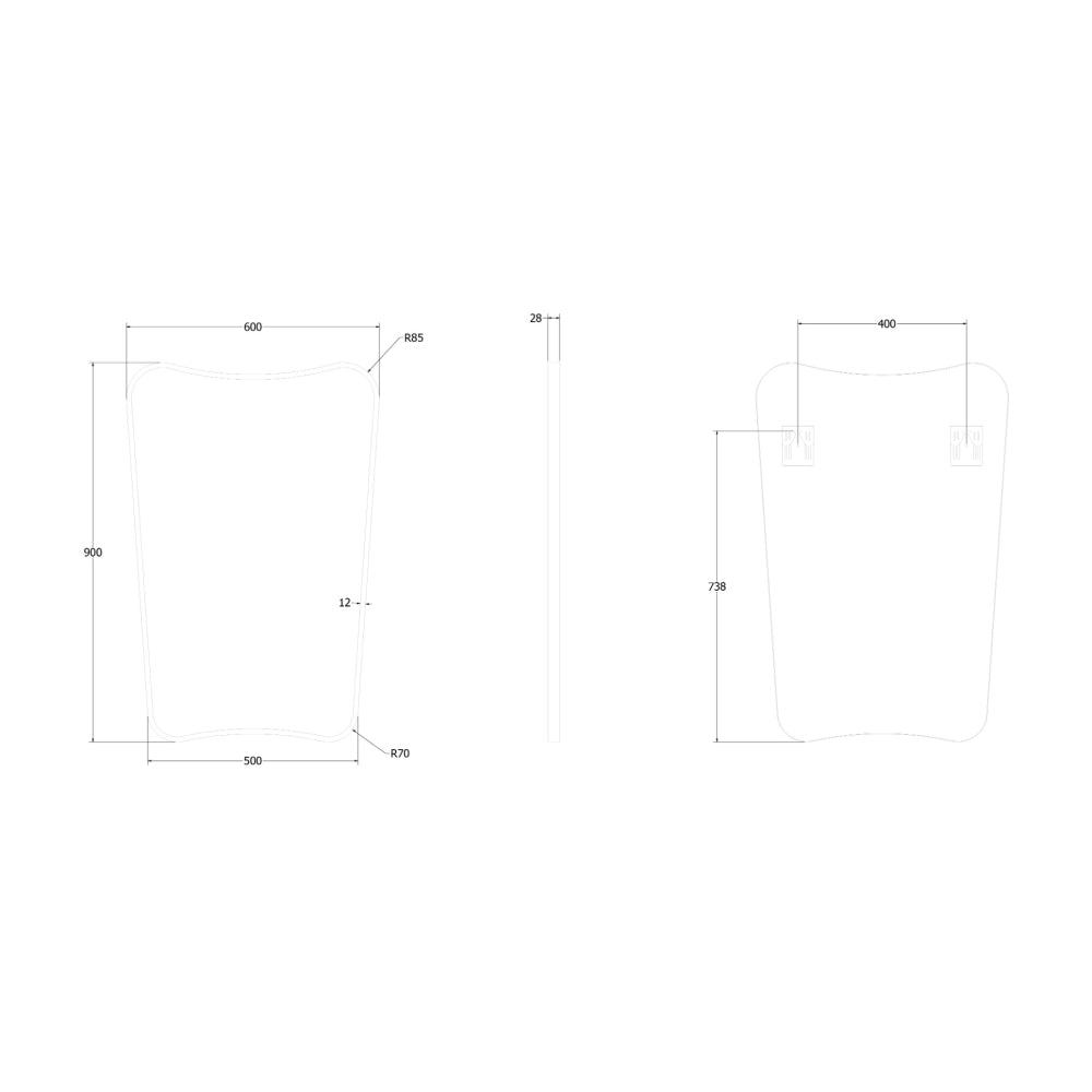 Delphine Curved Mirrors - 60x90cm