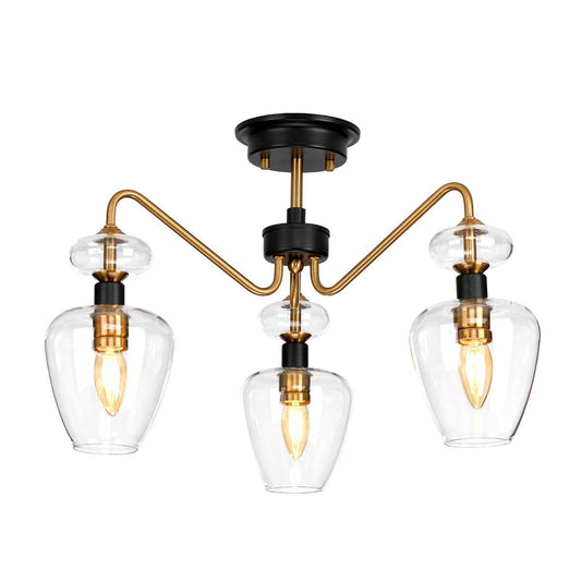Armand Light Semi-Flush in Aged Brass Plated & Charcoal Black Paint
