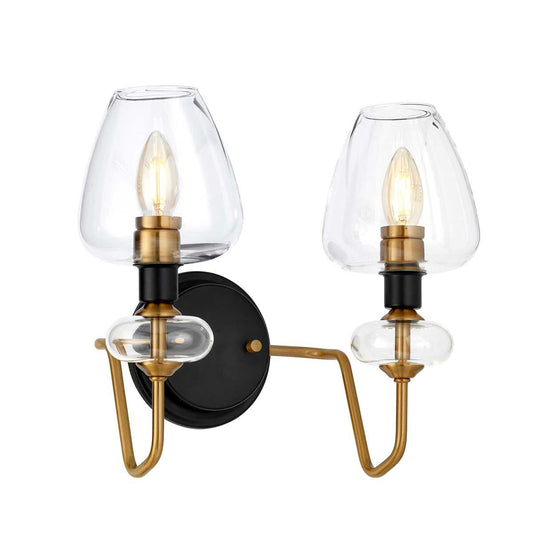 Armand Light Wall Light in Aged Brass Plated & Charcoal Black Paint