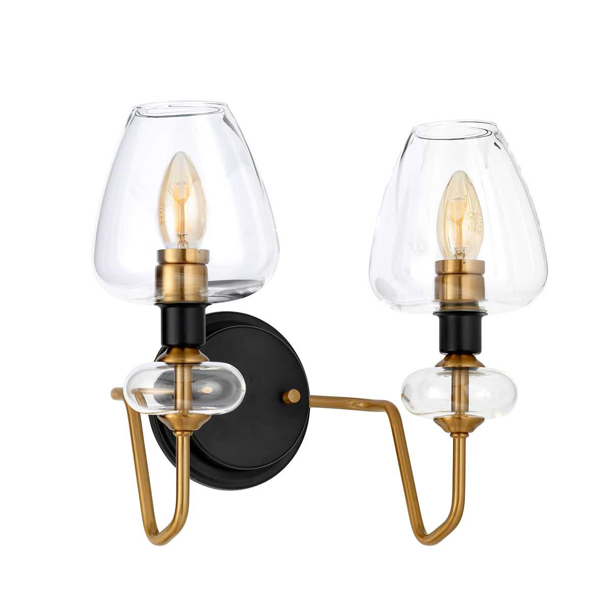 Armand Light Wall Light in Aged Brass Plated & Charcoal Black Paint
