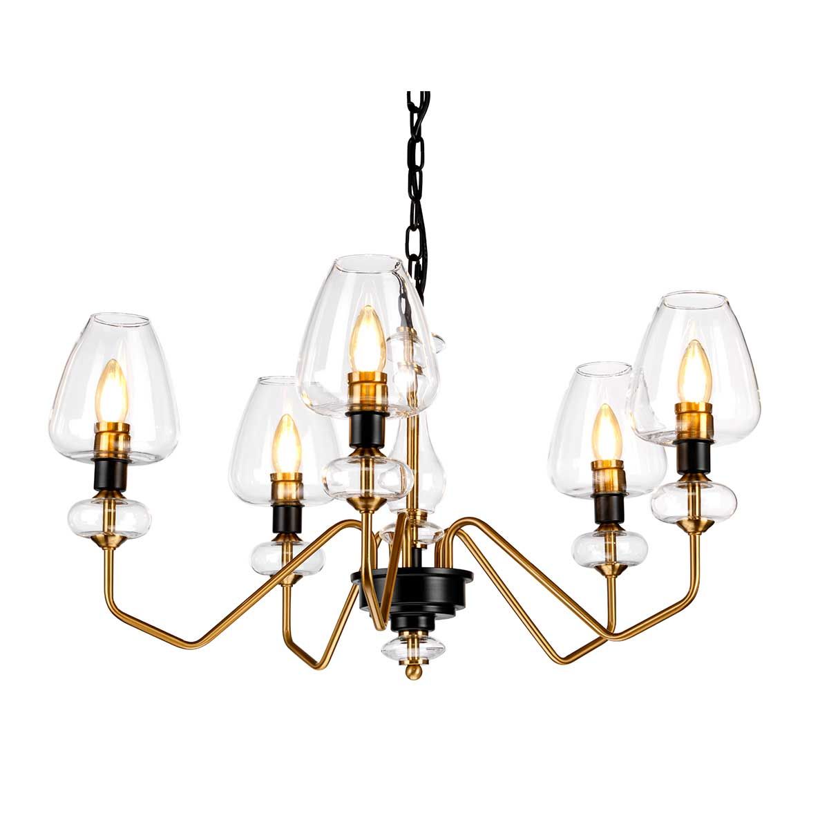 Armand Light Chandelier in Aged Brass Plated & Charcoal Black Paint