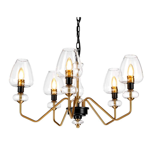 Armand Light Chandelier in Aged Brass Plated & Charcoal Black Paint
