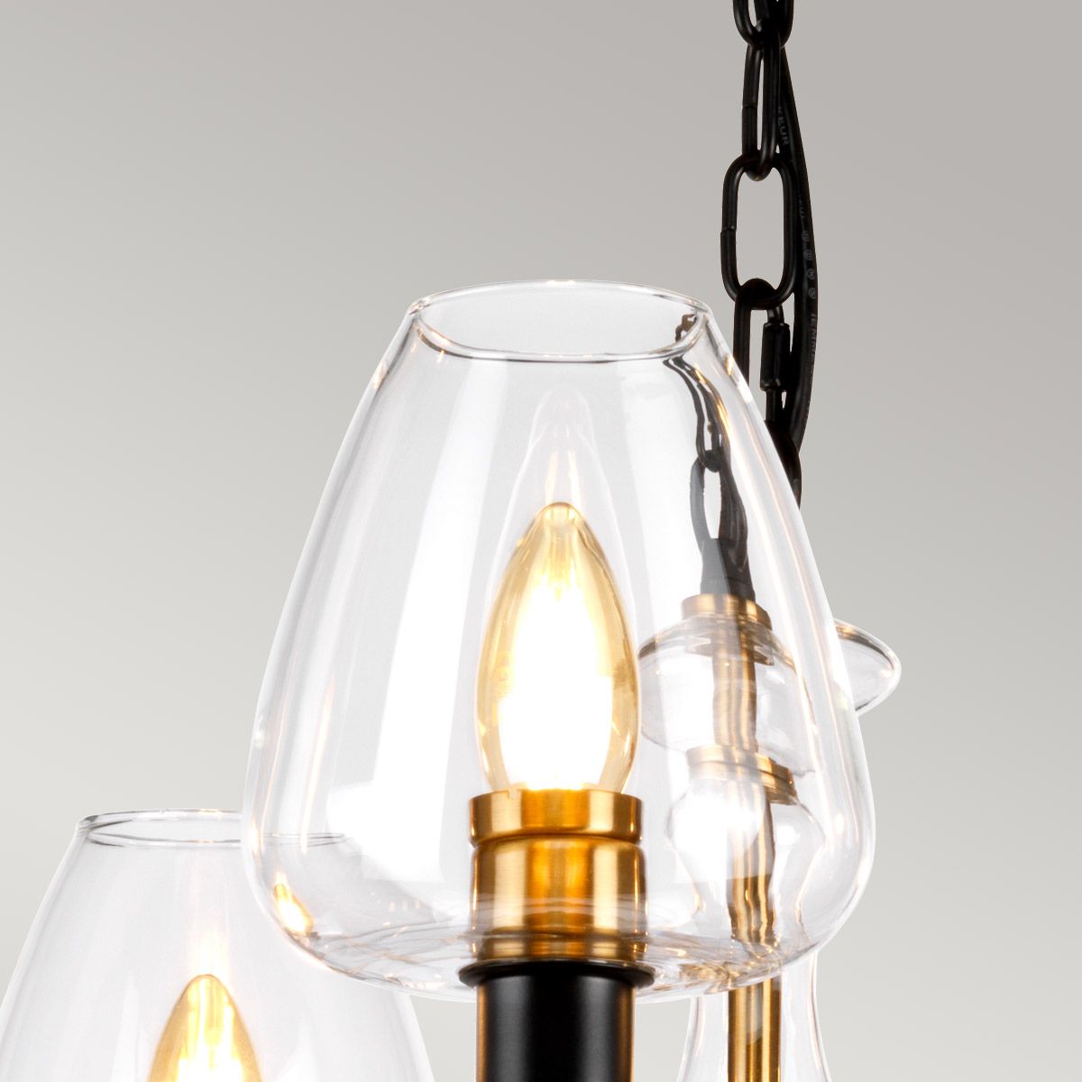 Armand Light Chandelier in Aged Brass Plated & Charcoal Black Paint