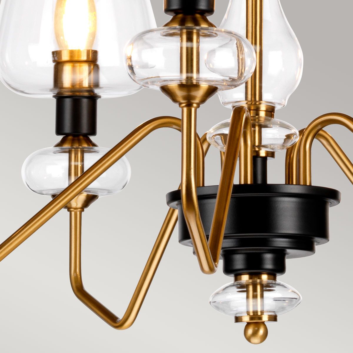 Armand Light Chandelier in Aged Brass Plated & Charcoal Black Paint