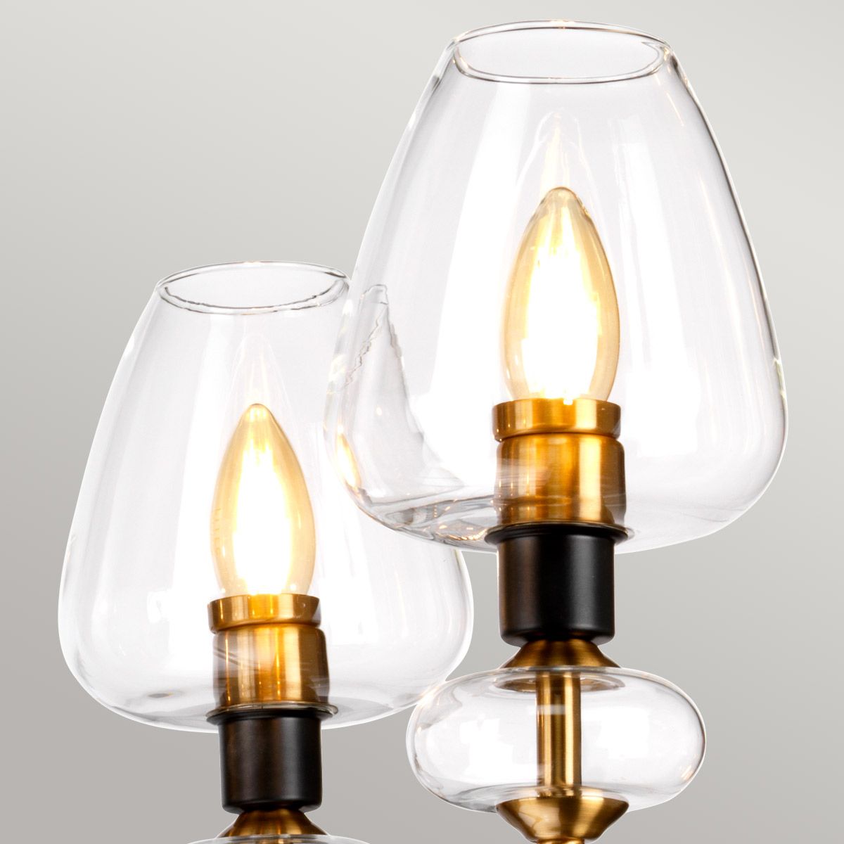 Armand Light Chandelier in Aged Brass Plated & Charcoal Black Paint