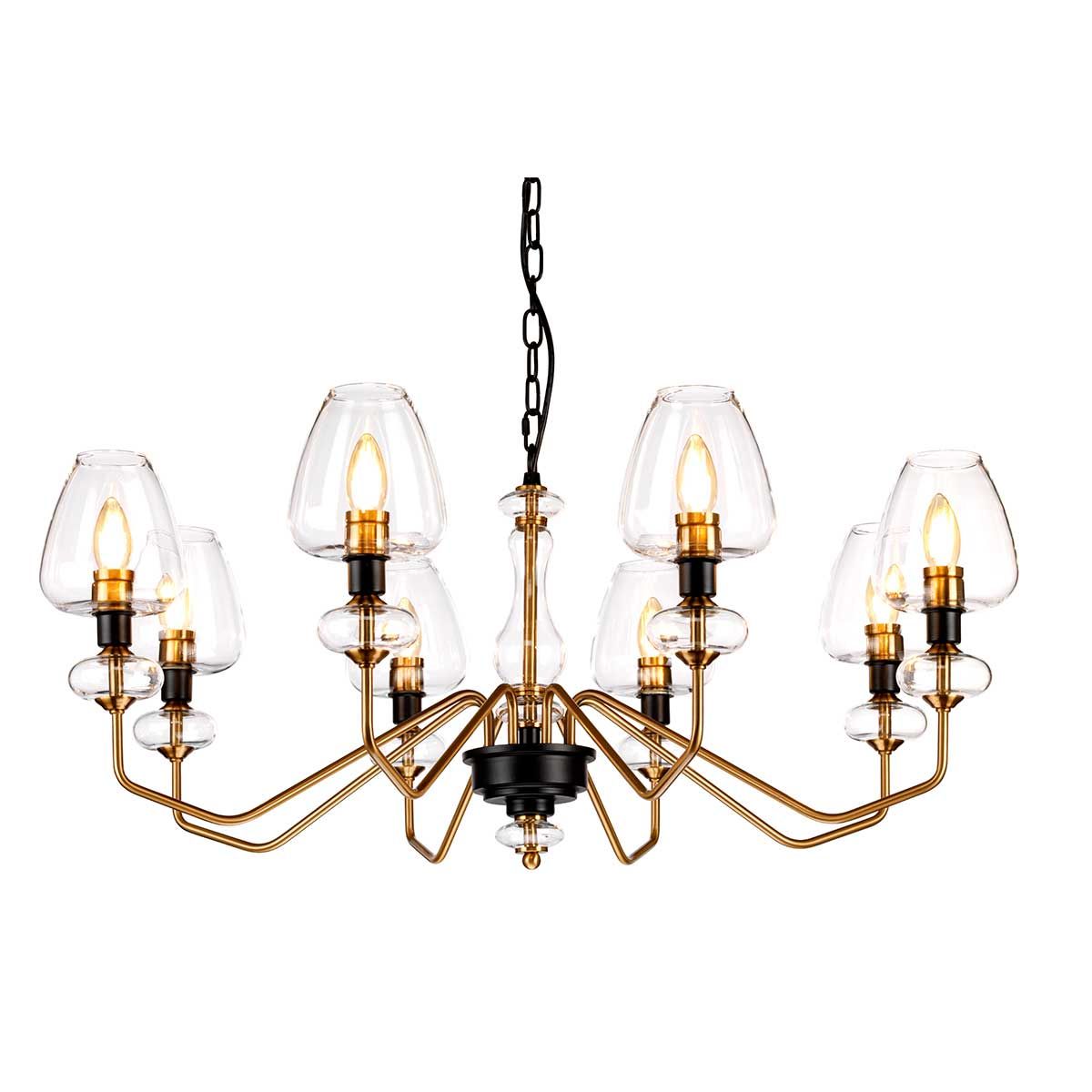 Armand Light Chandelier in Aged Brass Plated & Charcoal Black Paint