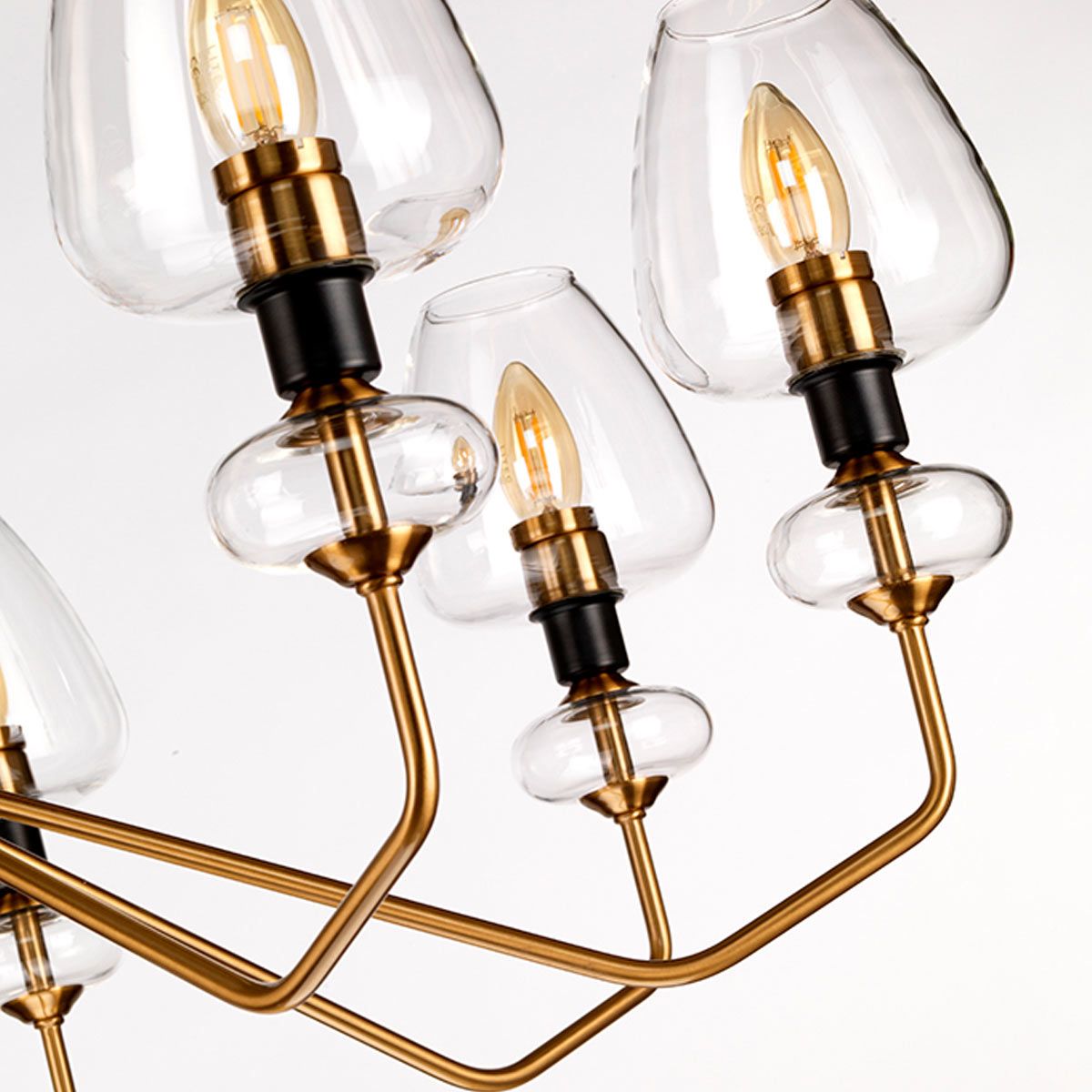 Armand Light Chandelier in Aged Brass Plated & Charcoal Black Paint